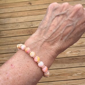 Handmade Marble Beaded Bracelet: Stretchy Everyday Jewelry