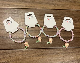 Mermaid Charm Bracelet: Pastel Beaded Kids Jewelry