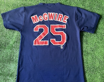 Vintage 2000 Mark McGwire St. Louis Cardinals Pullover Jersey #25 Mens Large Navy Red // home run king 70 mlb all star sammy sosa baseball