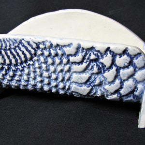 Ceramic business card holder,handmade desk storage,desktop organizer,fun for your desk,desk accessory,navy blue lace,office gift/