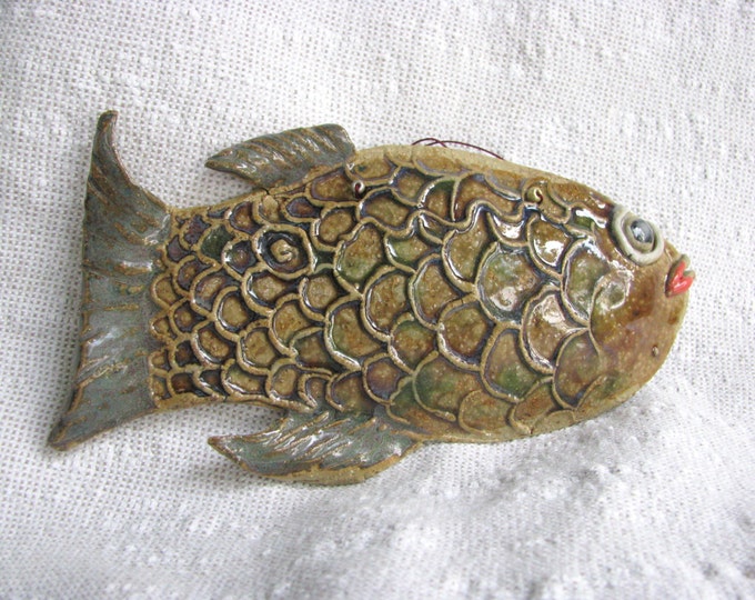 Ceramic Fish Wall Hangingglazed and Fired Clay Colorful Etsy