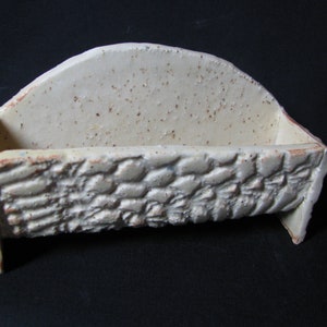 Handmade White Clay Business Card Holder: Unique Desk Accessory