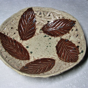 Autumn Leaves Ceramic Basket: Food Safe Stoneware Bowl