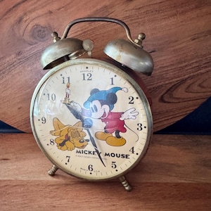 Vintage 60's Bradley Mickey Mouse Disney Productions Wind Up Alarm Clock