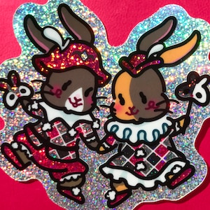 Pegatina Conejos Arlequín Holo Stardust Glitter