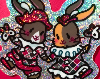 Harlequin Rabbits Sticker Holo Stardust Glitter