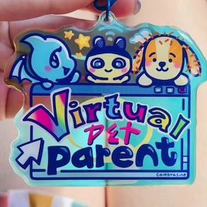 Virtual Pet Parent Holo Keychain