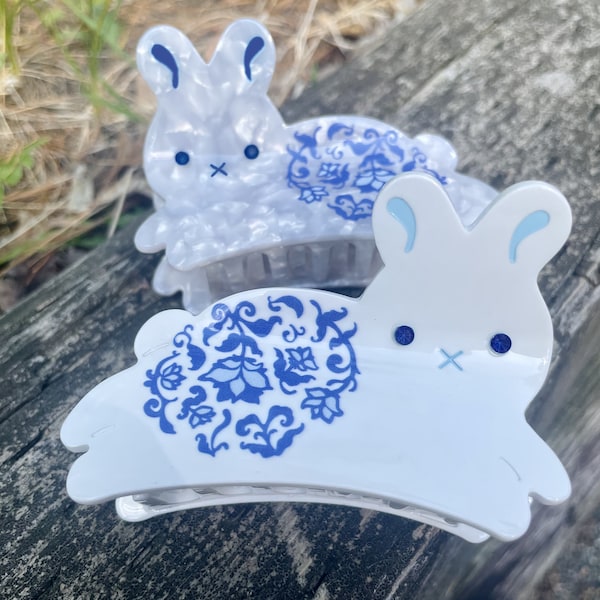 Porcelain Rabbit Hair Claw Clip