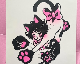 Cat Nap Riso Print