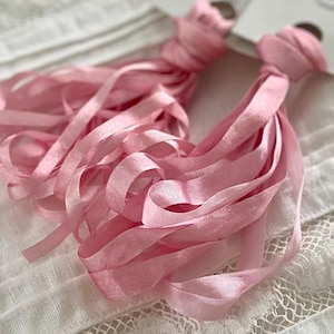 Silk Ribbon~ Hand Dyed Ribbon for Ribbon Embroidery ~ Pink Asian Lily~ 7mm & 4mm