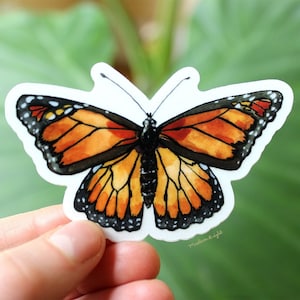 Monarch Butterfly Watercolor Illustration - Clear Waterproof Vinyl Sticker