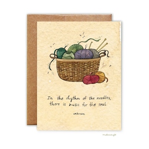 Rhythm of the Knitting Needles Illustration - Watercolor Greeting Card - Blank Card with Envelope