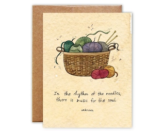 Rhythm of the Knitting Needles Illustration - Watercolor Greeting Card - Blank Card with Envelope