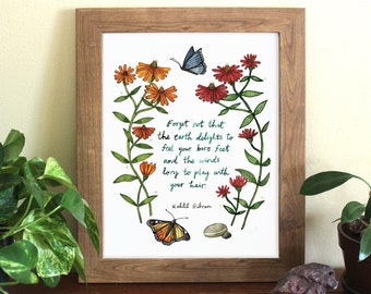 The Earth Delights To Feel Your Bare Feet Illustration - Archival Watercolor 8x10 Art Print