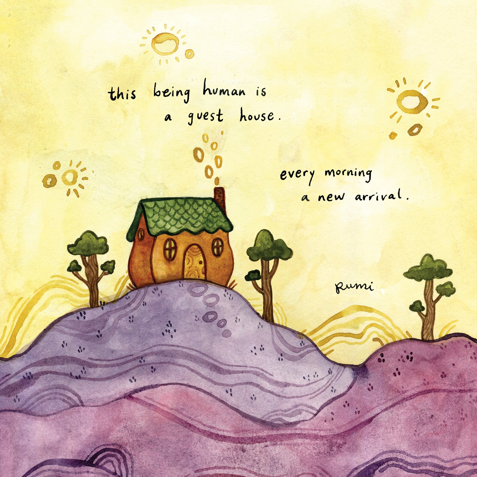 Being Human is a Guest House Rumi Quote Archival Etsy