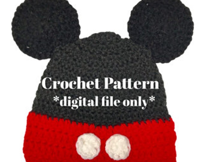 Mickey Mouse Inspired Pattern Digital PDF File Only Crochet Pattern Pattern Works For Sizes Newborn To Adult