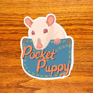 Pocket Puppy - Rat Vinyl Sticker, Cut pet rat text sticker for pet rat lovers