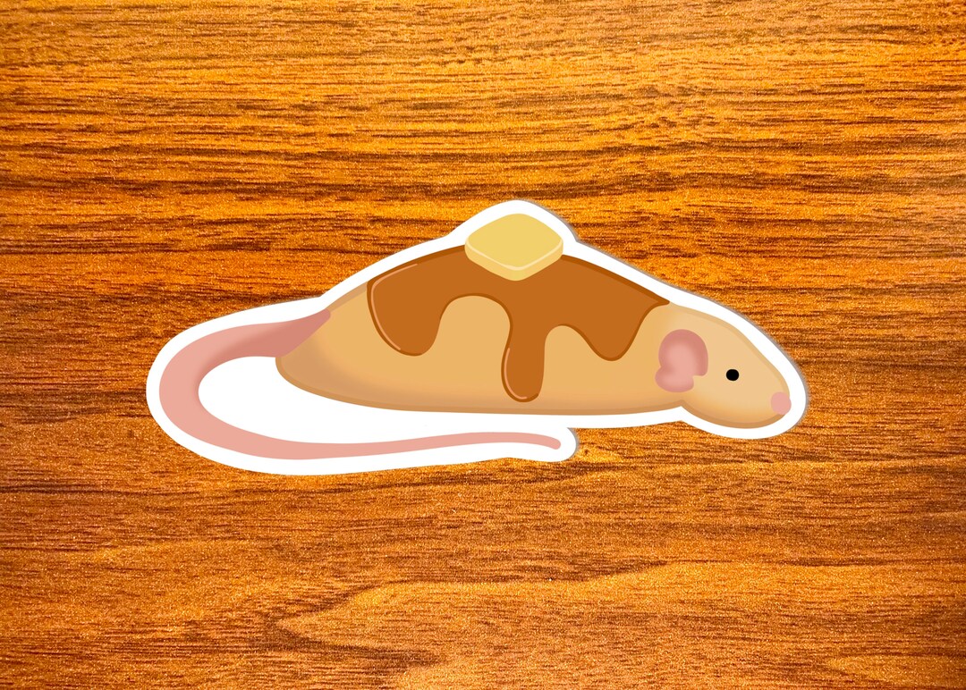 Pancake Mode Vinyl Rat Sticker, Adorable Rat Laying Down, Pancaking