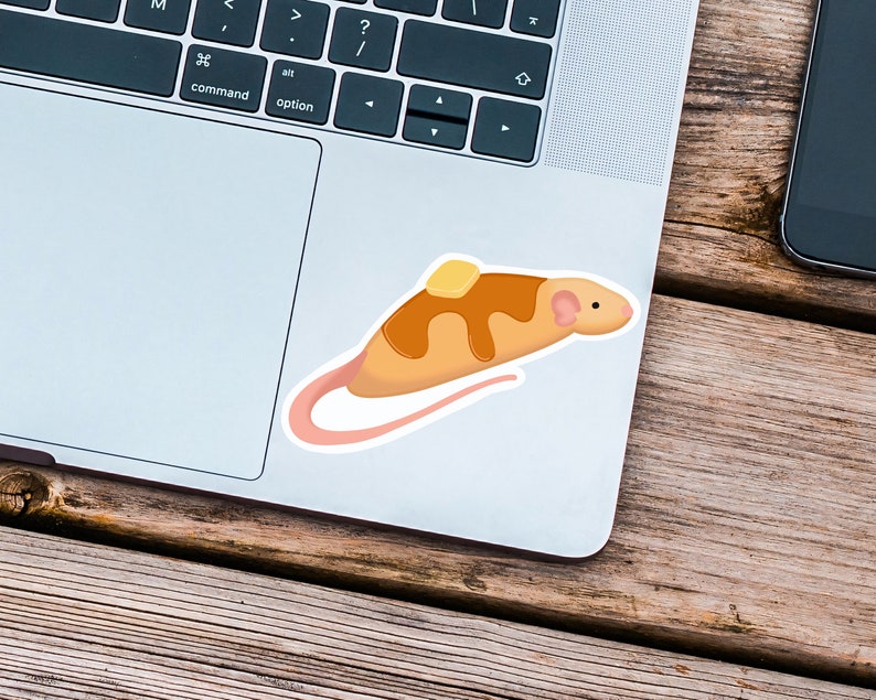 Pancake Mode Vinyl Rat Sticker, Adorable Rat Laying Down, Pancaking