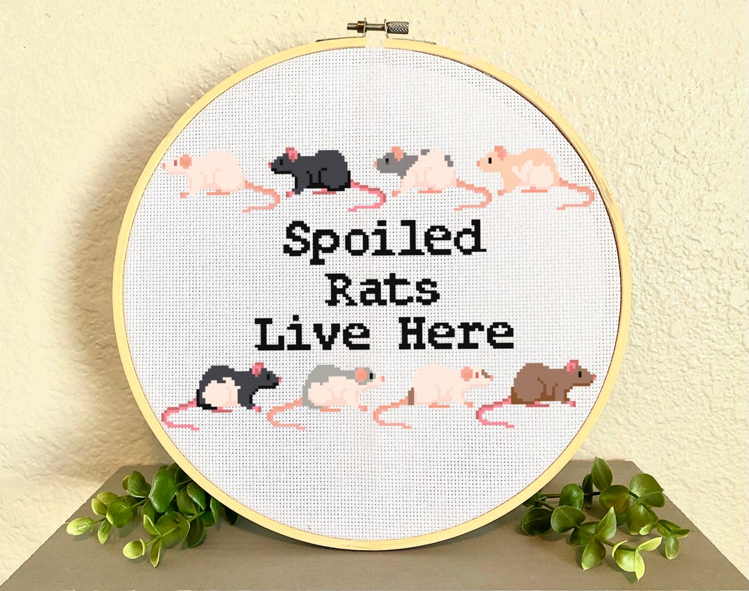 Spoiled Rats Live Here - Cute Rat Cross Stitch Pattern for Pet Rat ...
