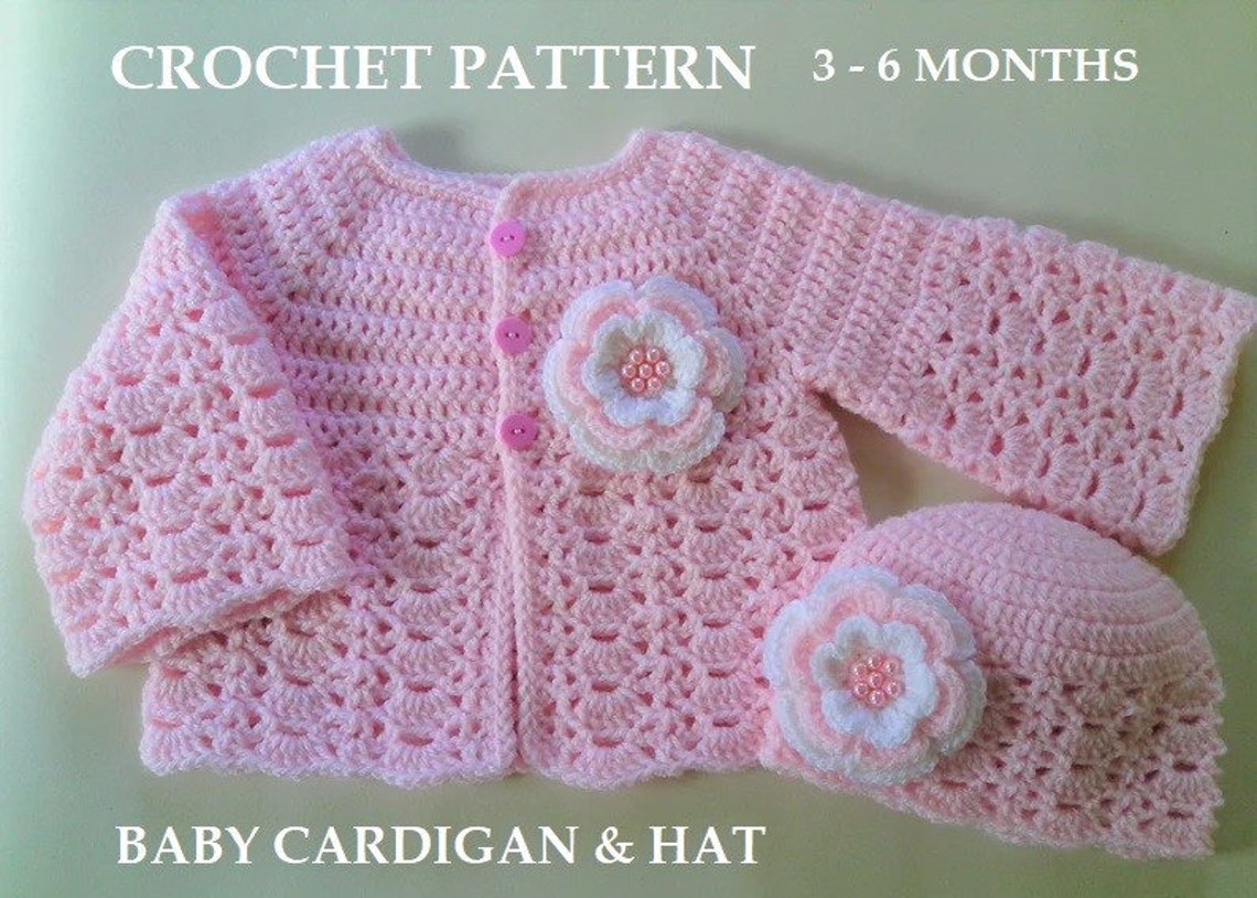 Crochet Pattern Baby Cardigan Hat Baby Crochet Cardigan Etsy