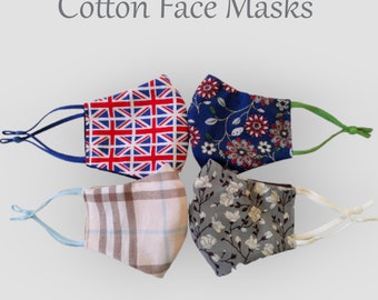 Face Mask Washable with Nose Wire, Cotton Face Covering Breathable Washable Reusable, Cotton Face Masks, 3 sizes 4 colours cotton face masks