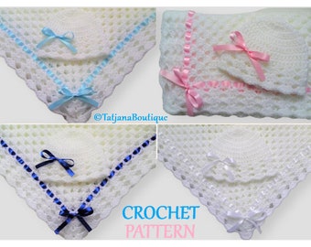 Crochet PATTERN Baby Blanket and Hat, baby blanket hat crochet pattern, crochet baby hat pattern, baby blanket shawl crochet pattern PDF #7