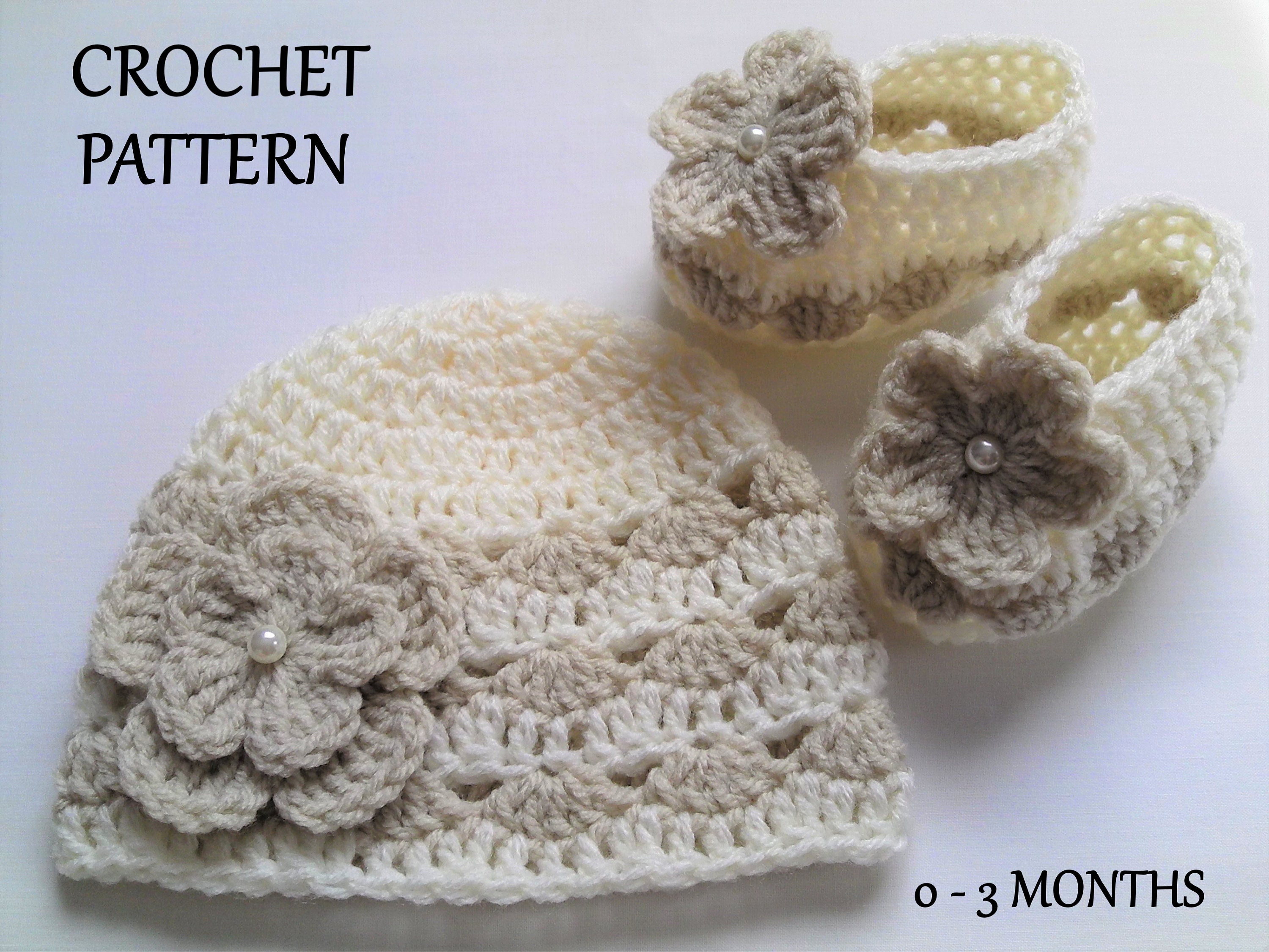 Crochet Pattern Baby Hat and Booties Crochet Baby Hat - Etsy