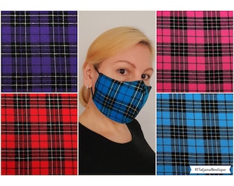 Face Mask Covering with Nose Wire, Cotton Face Mask Breathable Washable Reusable, Blue Black Pink Red Purple Face Mask, Unisex Face Mask