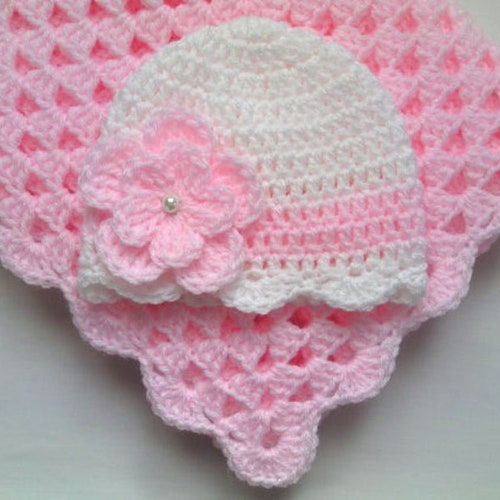 Crochet Pattern Baby Blanket Hat and Booties Set PDF File Etsy