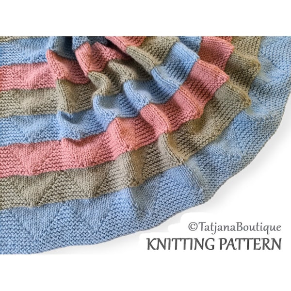 Knitting Pattern Baby Blanket, Baby Blanket Knitting Pattern, knitted baby blanket pattern, warm blanket knitting pattern PDF #178