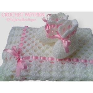 Crochet Pattern Baby Blanket and Booties Set, baby blanket crochet pattern, baby booties crochet pattern, crochet baby pattern, PDF #12