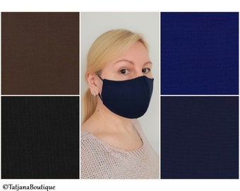 Face Mask Covering with Nose Wire, Unisex Cotton Face Mask, Breathable, Washable, Reusable Face Mask, Navy Blue Black Brown Face Mask UK