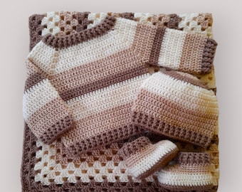 Crochet Pattern Baby Blanket, Sweater, Hat and Booties, baby blanket set crochet pattern, baby clothes crochet pattern PDF #192