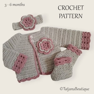 Baby Stirnband Strickjacke Booties Häkelanleitung, Häkelanleitung Baby Strickjacke, Booties Muster, beige Baby Pullover Booties Stirnband PDF #99