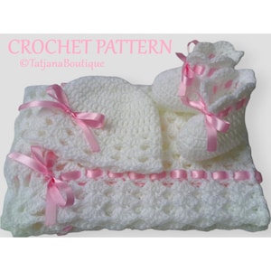 Crochet Pattern Baby Blanket, Hat and Booties, crochet baby pattern, crochet baby blanket pattern, crochet baby hat booties pattern PDF #5