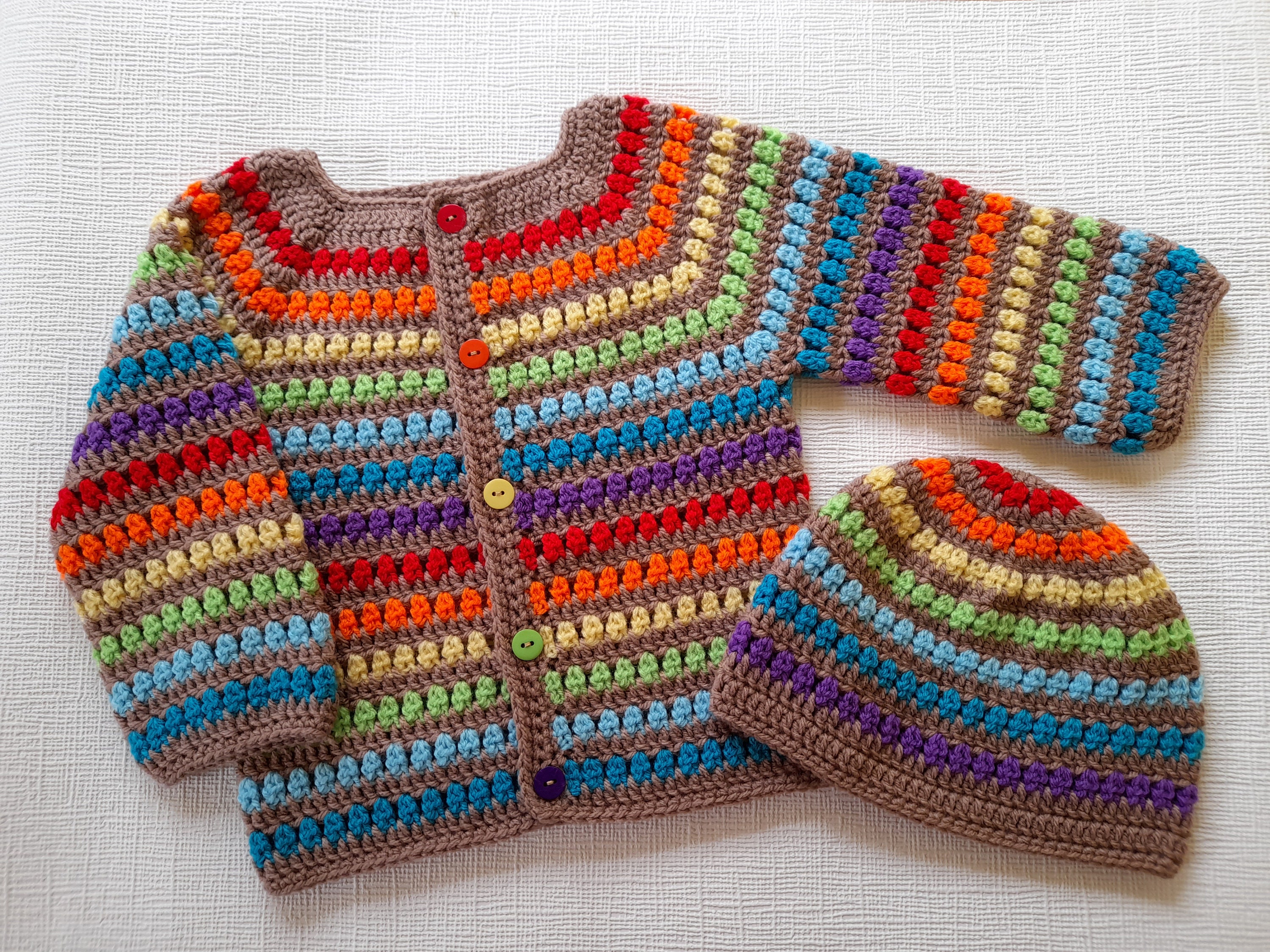 Crochet Pattern Baby Rainbow Cardigan and Hat Rainbow Crochet Etsy UK