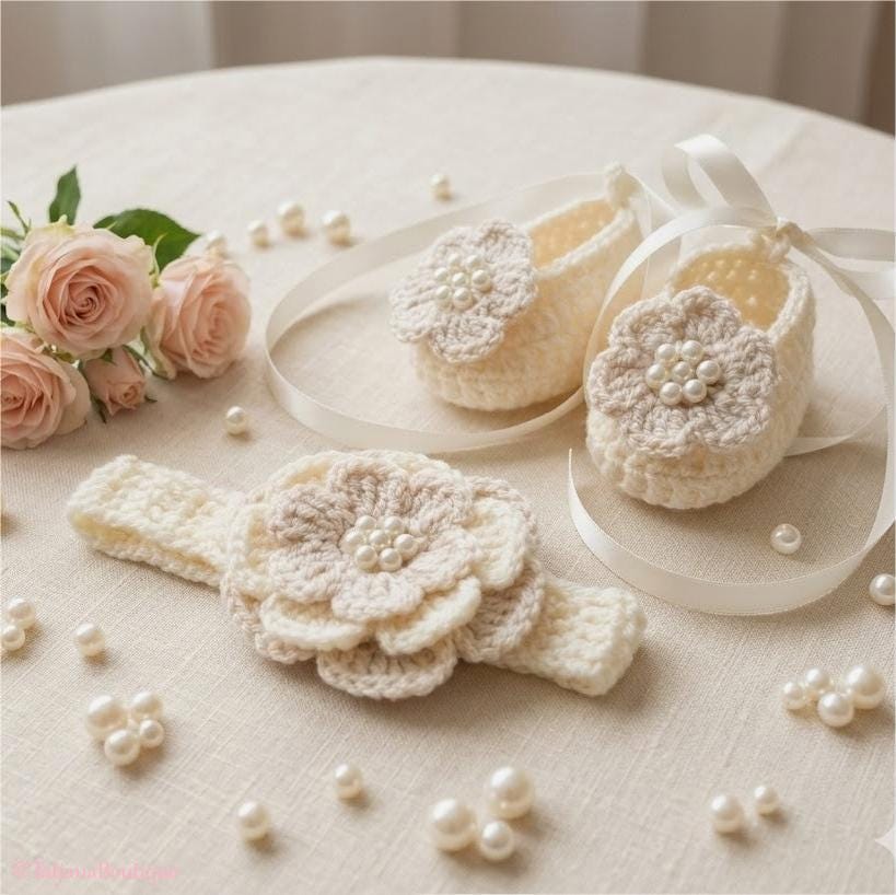 35 Baby Headband Crochet Patterns for Adorable Keepsakes and Photo Props 14 Crochet Pattern Baby Headband and Booties
