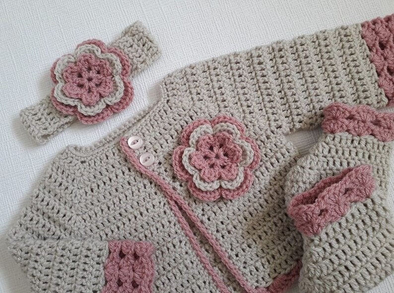 35 Baby Headband Crochet Patterns for Adorable Keepsakes and Photo Props 10 Baby Headband Cardigan Booties Crochet
