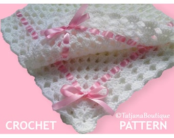 Crochet Pattern baby blanket, PDF file baby blanket pattern, tutorial, baby boy girl blanket afghan, baby shower gift, white baby blanket #3