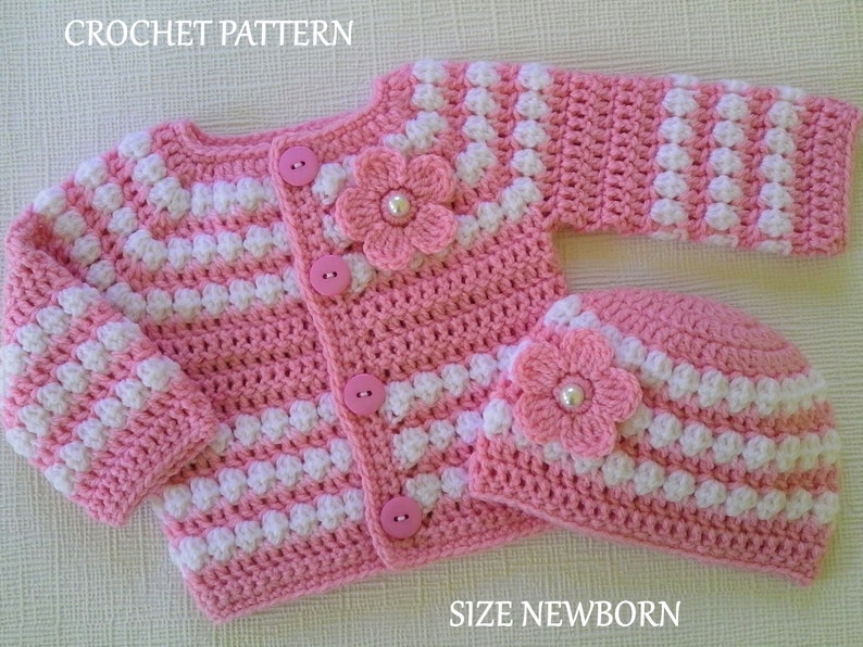 Crochet Pattern Baby Cardigan and Hat Set Baby Gift Baby Etsy UK