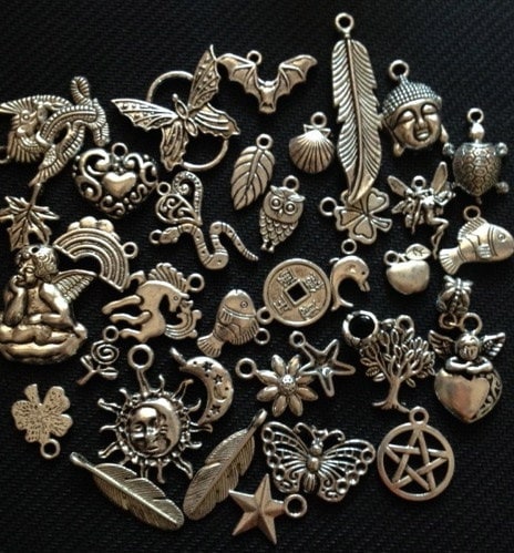 100 Pcs Jewelry Making Silver Charms Mixed Wholesale Bulk Smooth