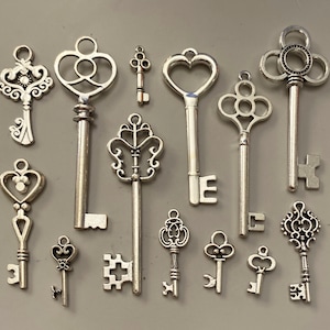 Key Charms  - Silver / Bronze - FREE SHIPPING