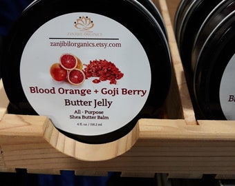 Blood Orange and Goji  Butter Jelly, Shea Moisturizer, Whipped Shea Plus, Petroleum Jelly Alternative, Dry Skin Salve