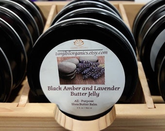 Black Amber and Lavender Butter Jelly, Shea Moisturizer, Whipped Shea Plus, Petroleum Jelly Alternative, Dry Skin Salve, Tattoo Salve