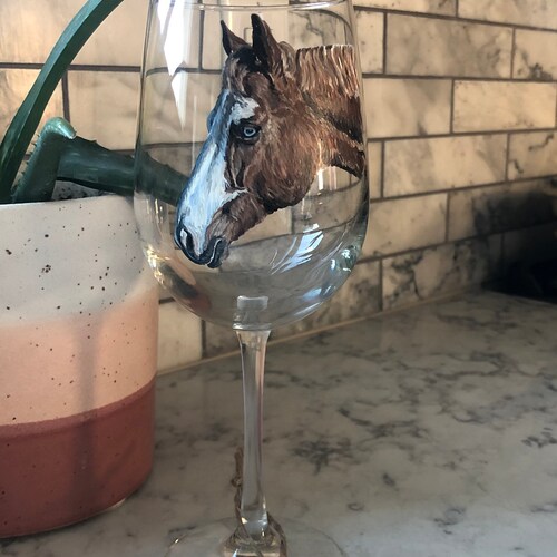Hand Painted Horse Wine Glasses Etsy