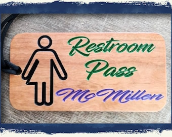 GENDER NEUTRAL PASS | Personalized Bathroom  | gender neutral | Teacher gift present | Hand painted | Rainbow colors available
