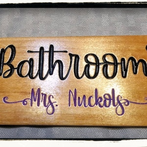 SASSY HALL PASS: Personalized Cherry Wood, Hand-Painted Fancy Lettering, Lacquer Finish