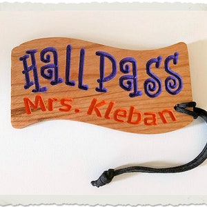 PERSONALIZED CURVY PASS  | hall pass for teacher bathroom | text color choices | This would make a great gift for any teacher in your life