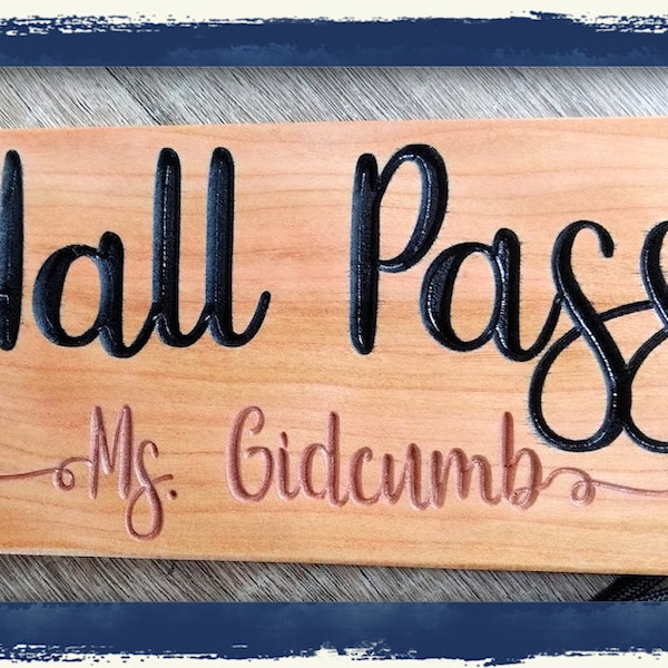 SMALLER SASSY PASS | Great gift for teacher | Cherry Hardwood | hall or bathroom pass for teacher | real solid wood pass present